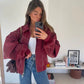 Clair Maison™ | Veste en Cuir Rouge Sammyjane